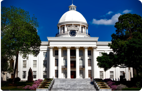 An outside view of the Alabama State Capitol in Montgomery