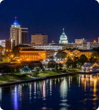 Downtown Montgomery skyline near Roses RV River Resort