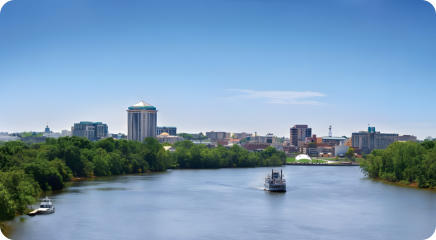 Downtown Montgomery skyline near Roses RV River Resort