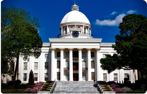 An outside view of the Alabama State Capitol in Montgomery