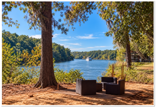 Relaxing by the river at one of our seating areas at Roses RV Resort.