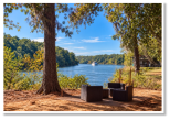 Relaxing by the river at one of our seating areas at Roses RV Resort.